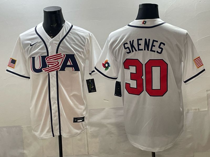 Men 2026 World Cub USA #30 Skenes White Game Nike MLB Jersey style 001->more jerseys->MLB Jersey